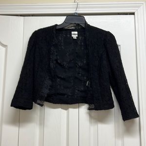 Lauren Conrad black sheer floral lace half sleeves cropped cardigan size 4